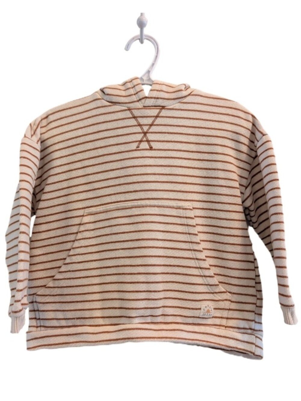 Zara‎ 'Truly Great' Brown & Beige Striped Hoodie 3-4yrs